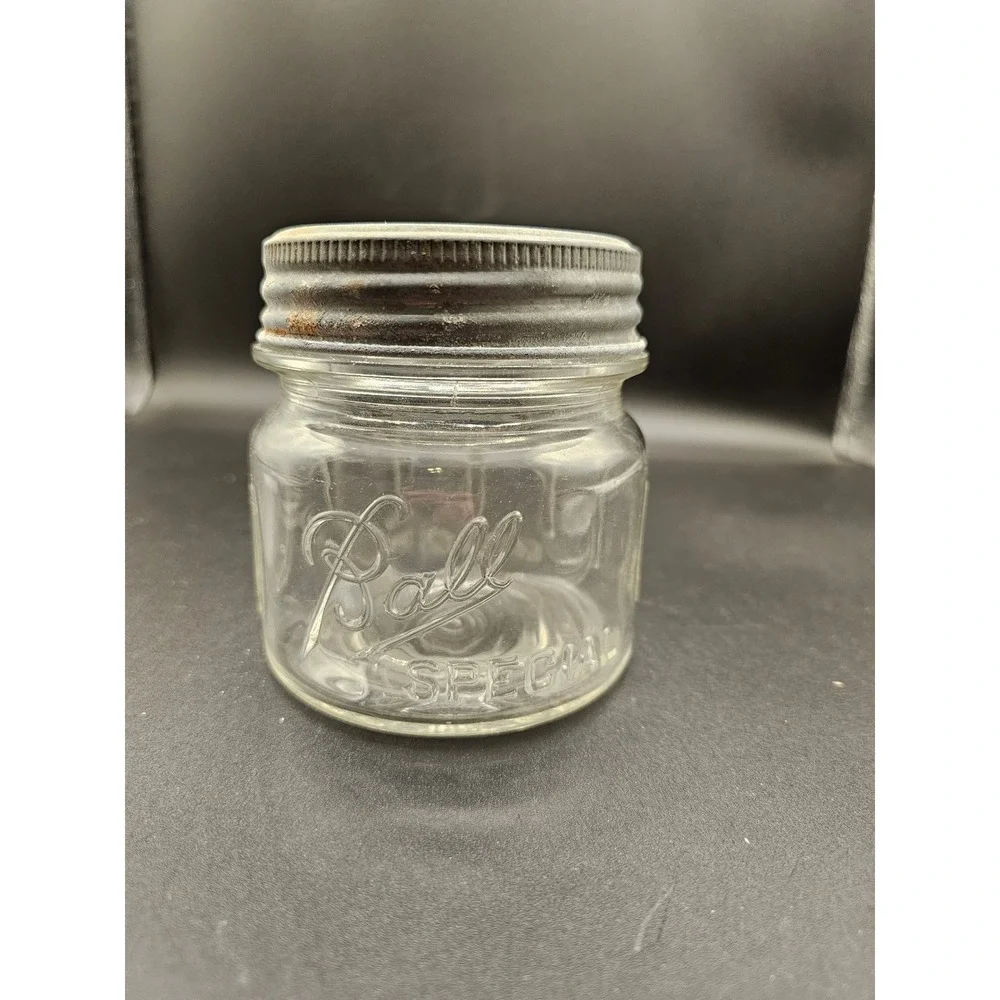 Vintage Ball Special Mason Jar Clear Glass Wide Mouth Made in USA with Lid 3pc